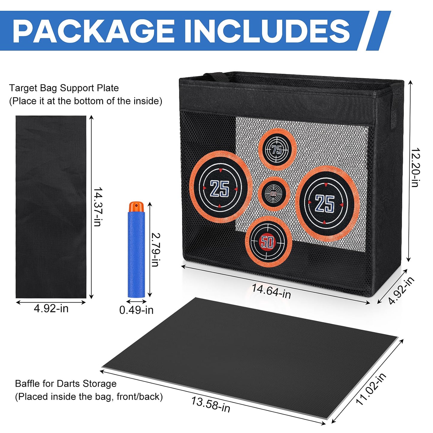 Pokiiulk 300 Darts for Nerf Elite Blasters – Blue 0.4in + Portable Target