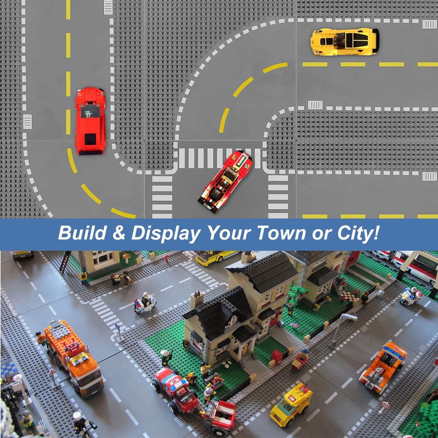 Pokiiulk 12 Pack Road Base Plates 10x10 for Lego Roads with DIY Stickers