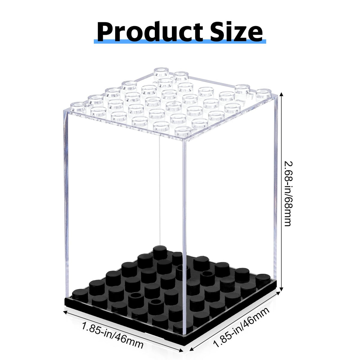Pokiiulk 15 Mini Figure Display Cases – Dust-Proof, Clear Acrylic Boxes for Lego Minifigures (Black)