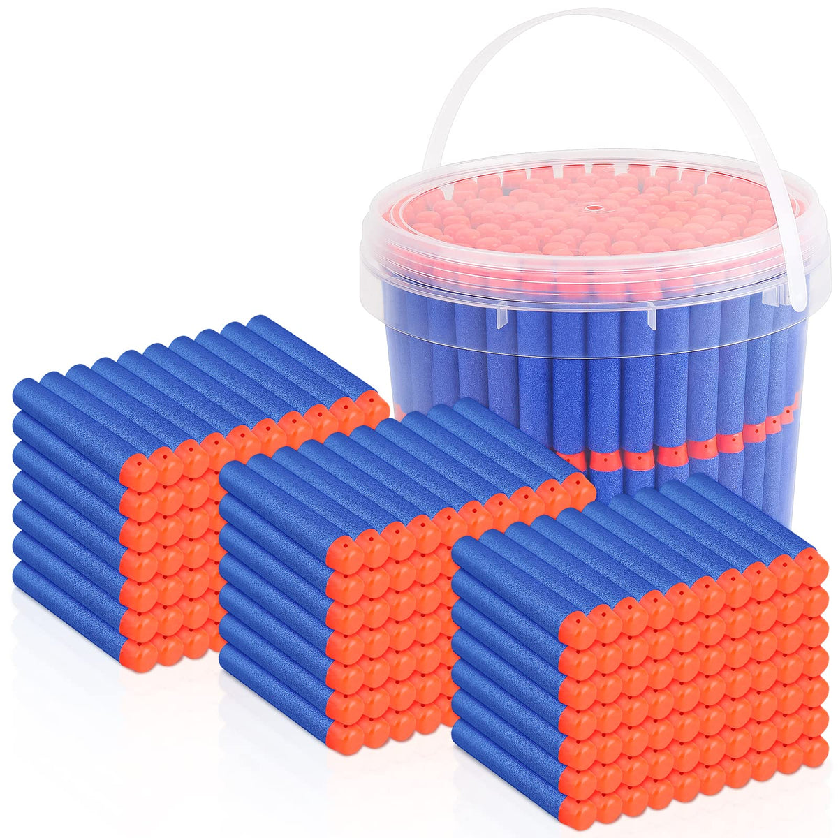 Pokiiulk Refill Darts for Nerf Guns - 300pcs with Giant Storage Bucket