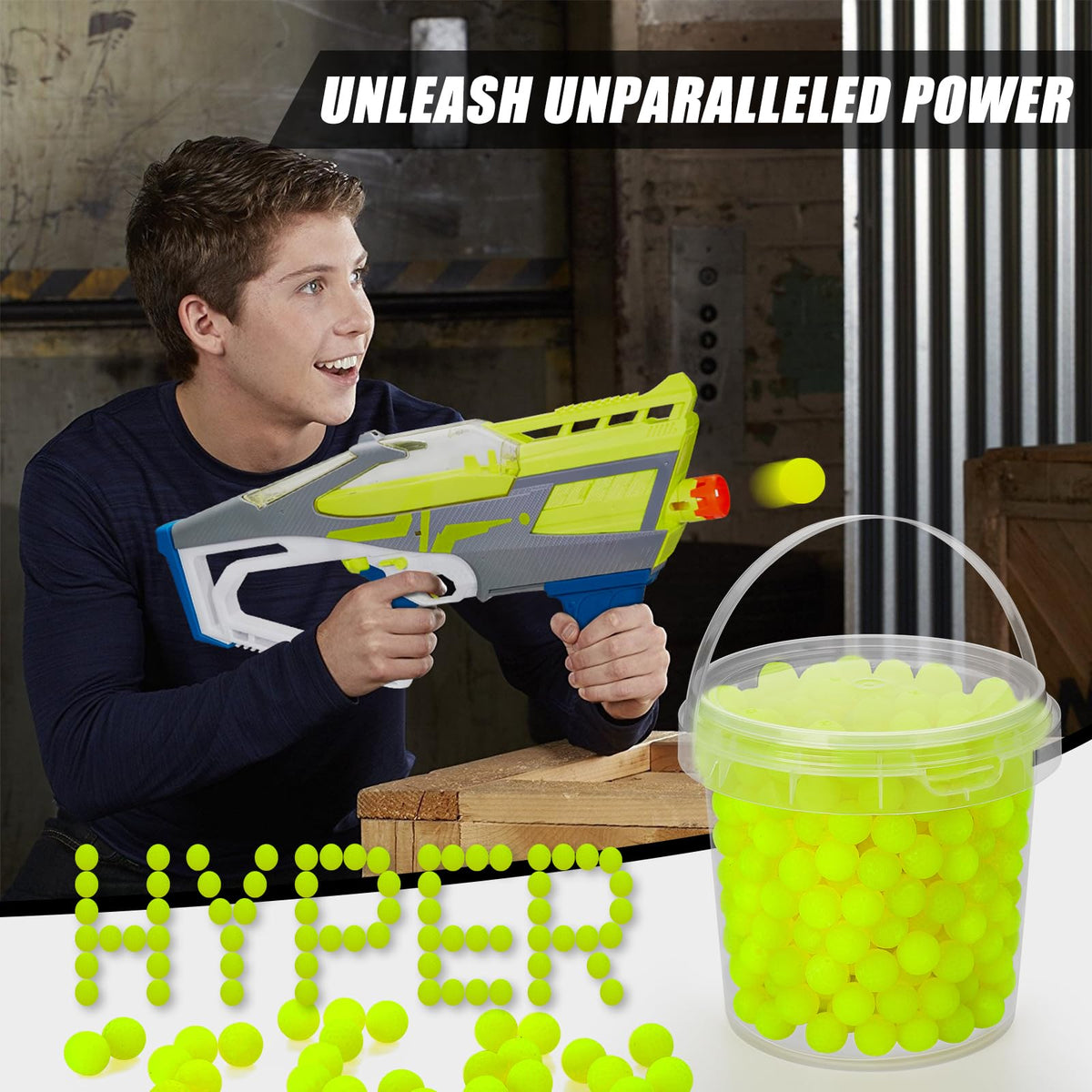 Pokiiulk 400 Refill Balls for Nerf Hyper Gun – 0.55 in Hyper Rounds with Yellow Storage Bucket