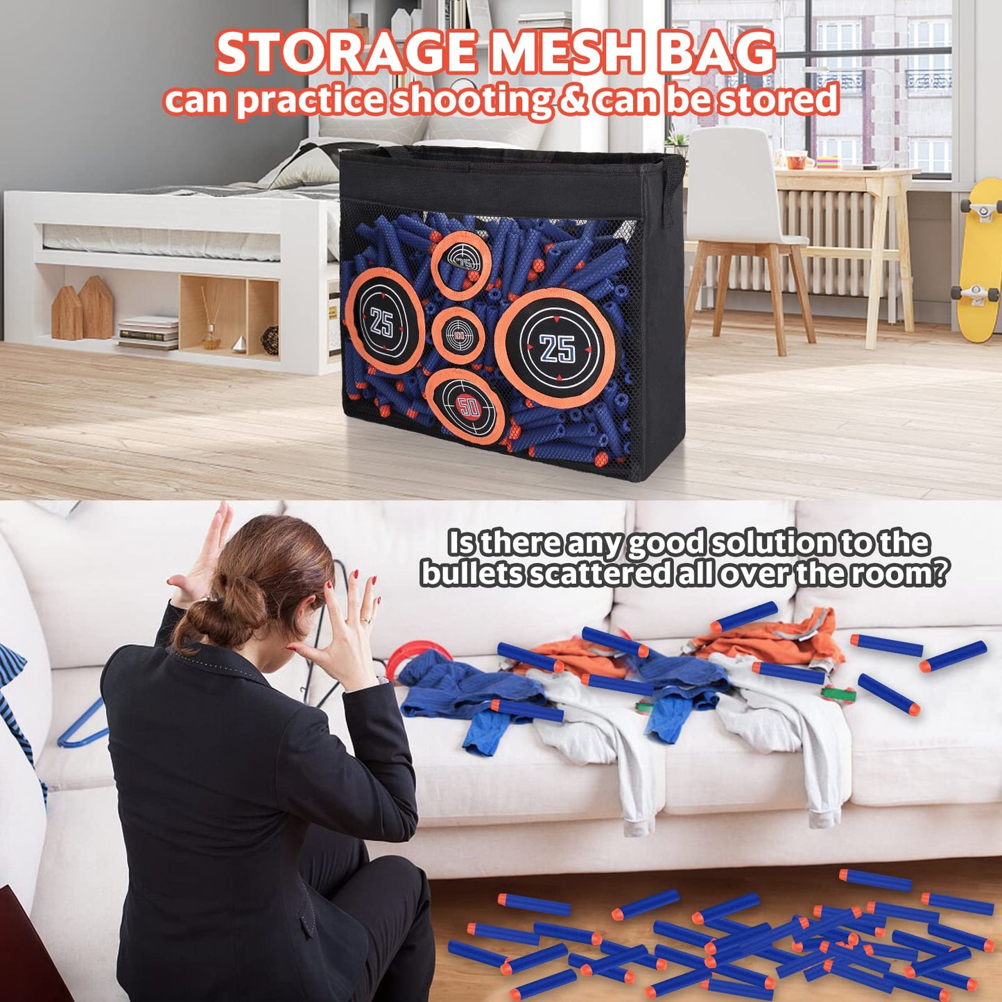 Pokiiulk 600PCS Refill Darts for Nerf Guns – Fits N-Strike Elite, Includes Target & Mesh Bag