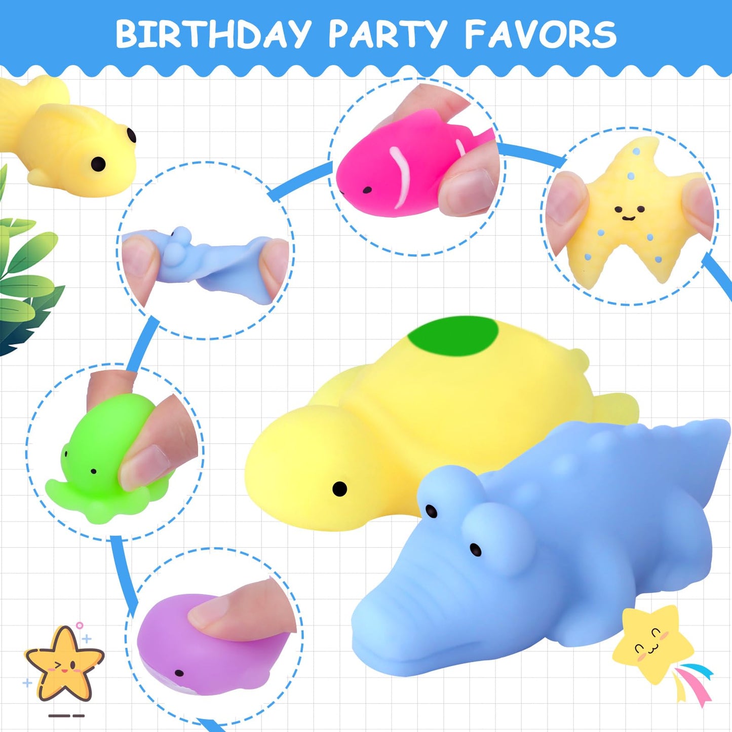 POKONBOY 30 Pcs Mochi Squishies – Mini Sea Animals for Stress Relief & Play