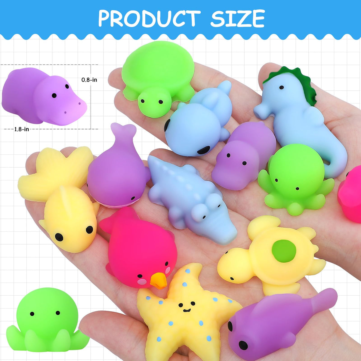 POKONBOY 30 Pcs Mochi Squishies – Mini Sea Animals for Stress Relief & Play