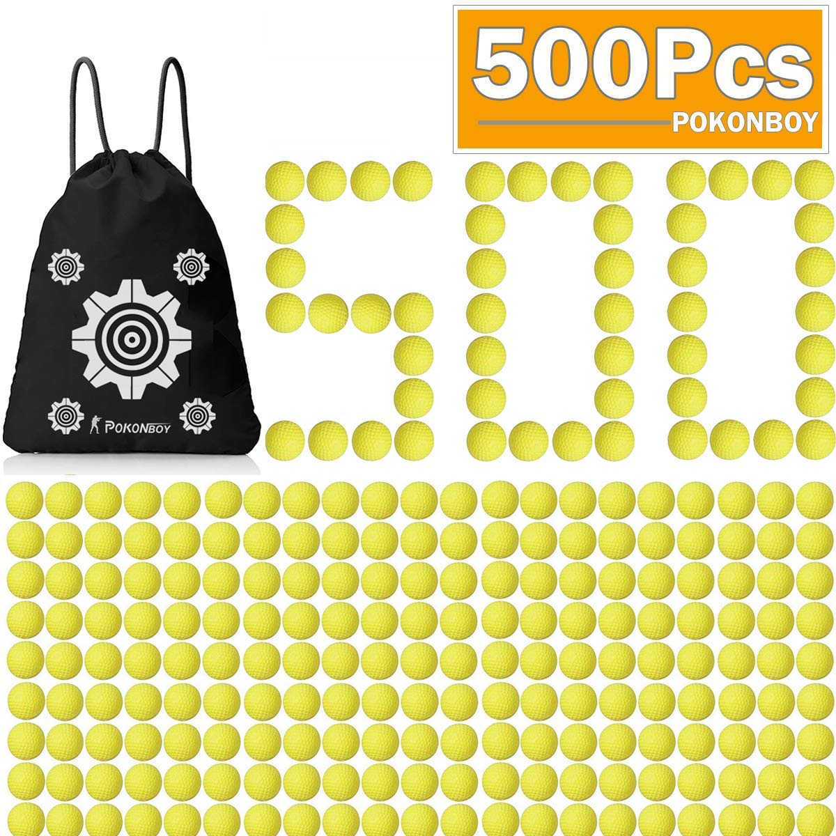 POKONBOY Upgraded 500-Round Ball Refills for Nerf Rival Apollo, Zeus, Atlas & Artemis (Storage Bag Included)