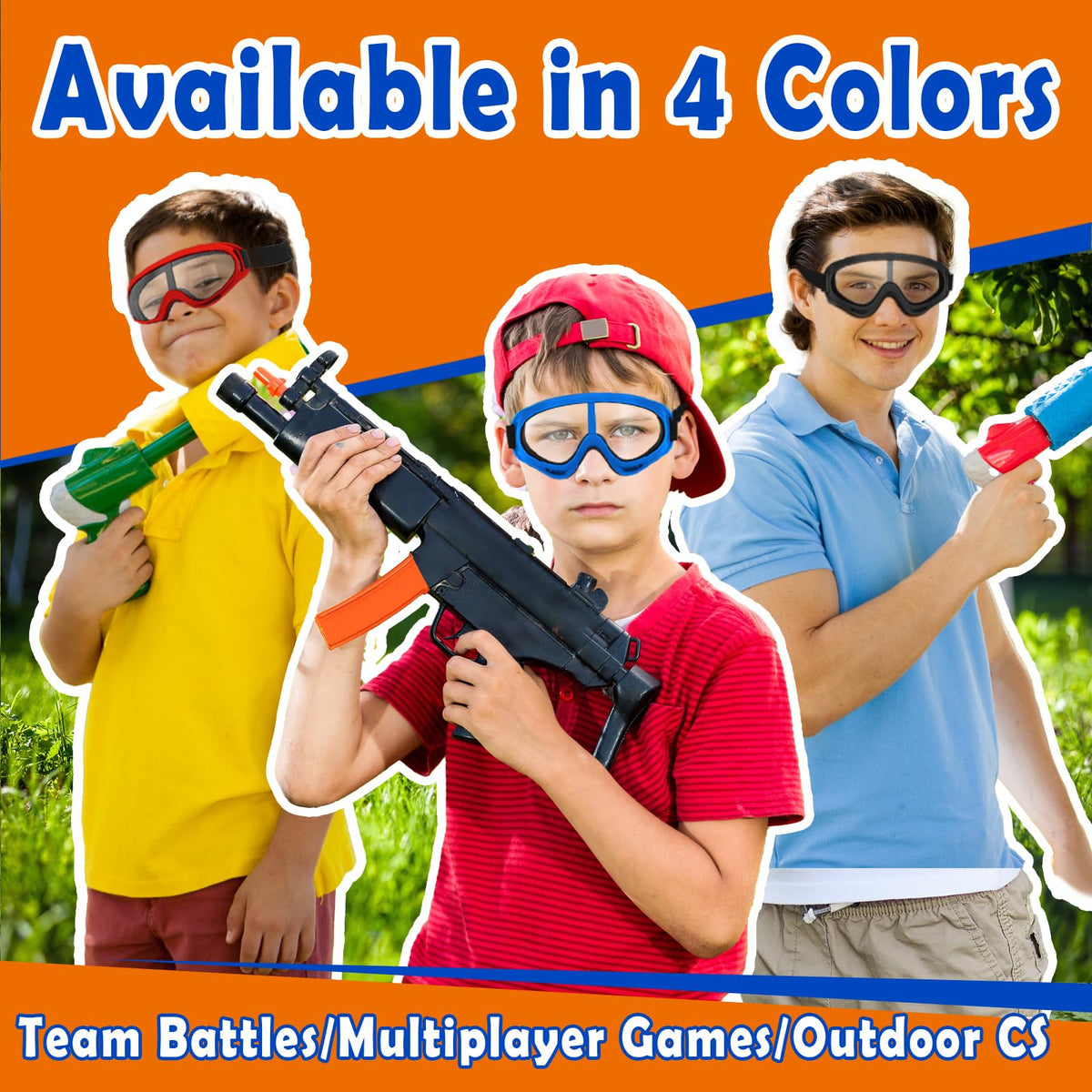 POKONBOY 4 Pack Protective Goggles for Nerf Guns — Lightweight Eye Protection for Kids & Teens (Black)