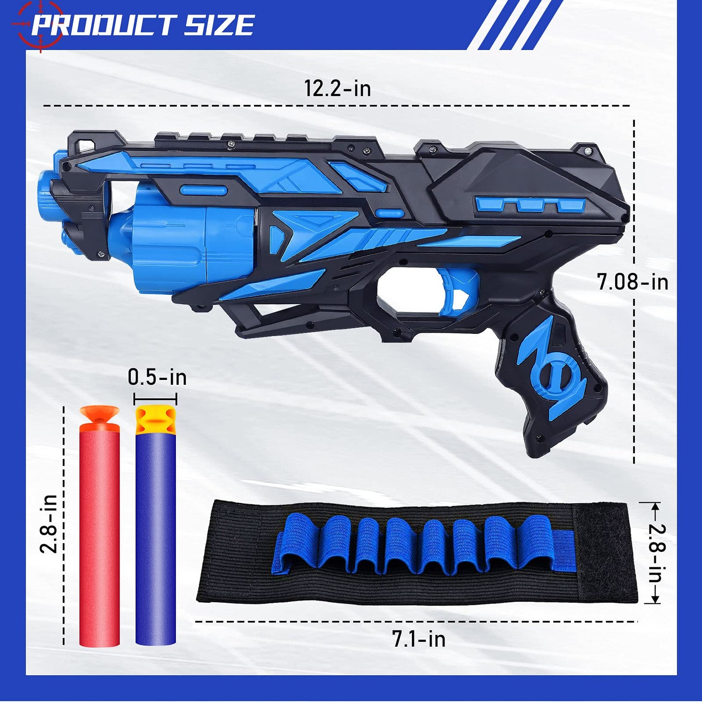 POKONBOY 2 Pack Blaster Guns with Rotating Drum, 80 Foam Darts & 2 Wristbands