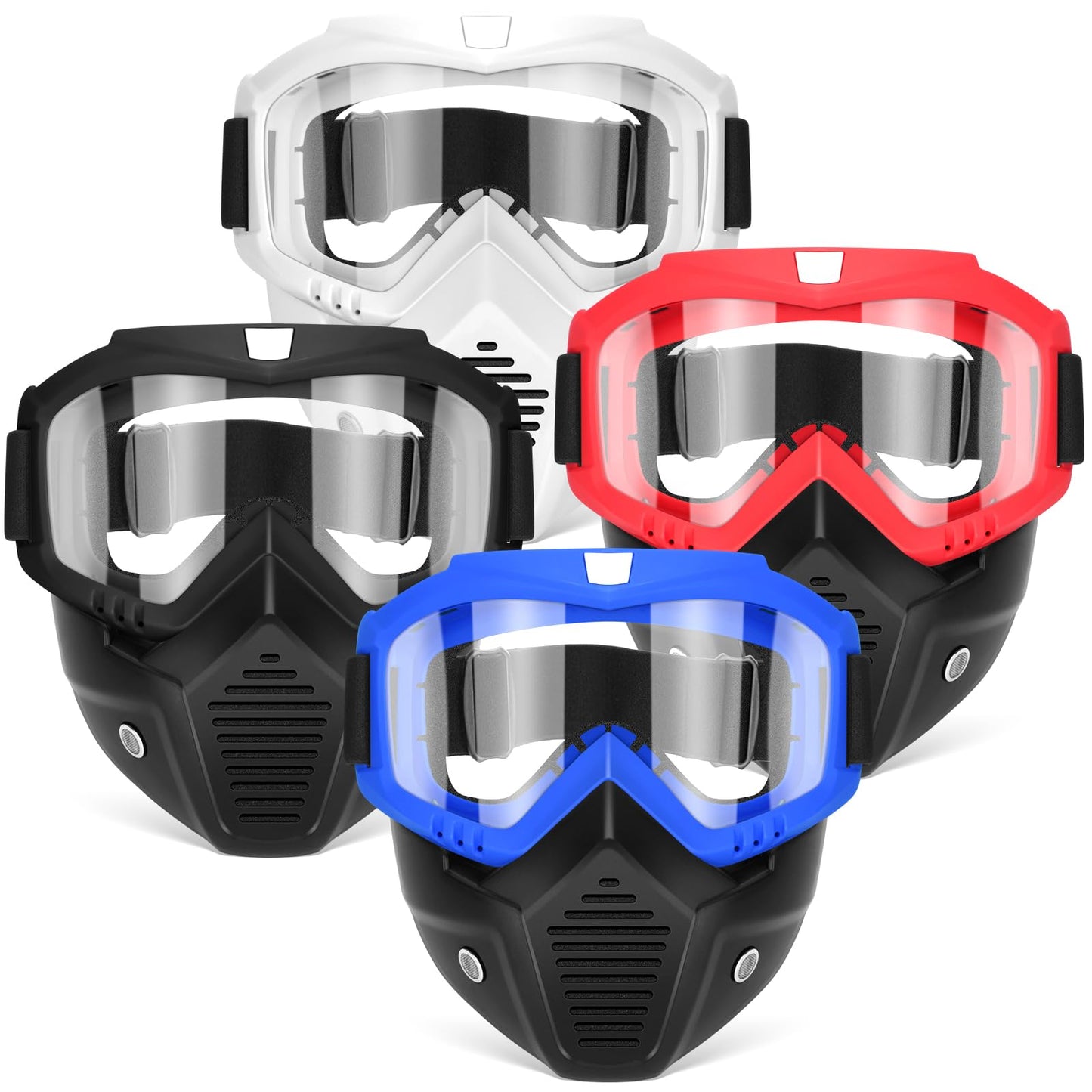 POKONBOY 4 Pack Detachable Masks with Goggles – Nerf Rival Compatible