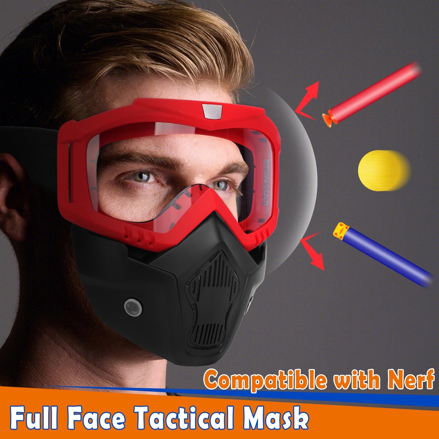POKONBOY 4 Pack Detachable Masks with Goggles – Nerf Rival Compatible
