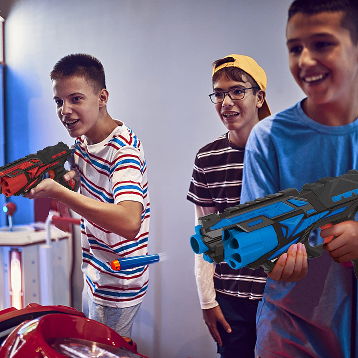 POKONBOY 2 Pack Blaster Guns with Rotating Drum, 80 Foam Darts & 2 Wristbands