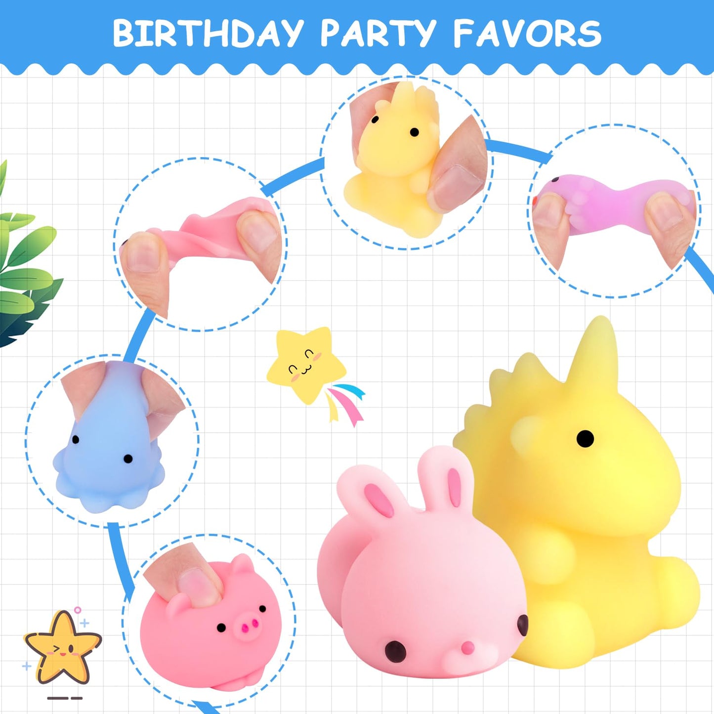 POKONBOY 30 PCS Squishies Mochi Toys – Mini Kawaii Squeeze Stress Relief Animals & Gift Favors
