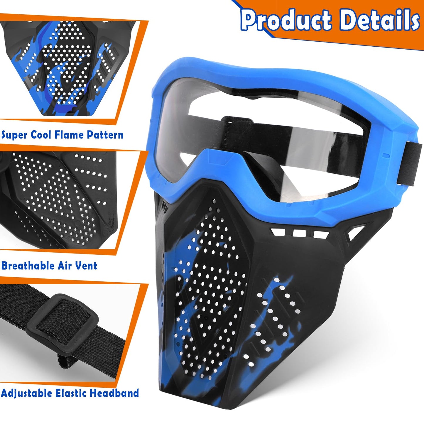 POKONBOY 4 Pack Tactical Mask for Kids — Nerf Compatible Safety Goggles (Ages 8+)