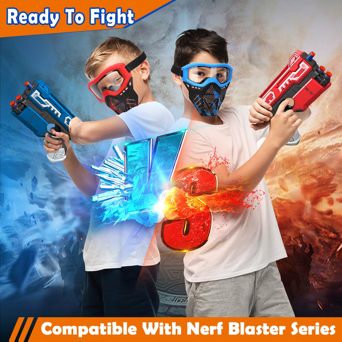 POKONBOY 4 Pack Tactical Mask for Kids — Nerf Compatible Safety Goggles (Ages 8+)