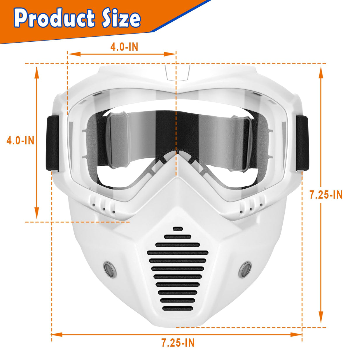 POKONBOY 2 Pack Detachable Masks with Goggles – Nerf Rival Compatible (Black & White)