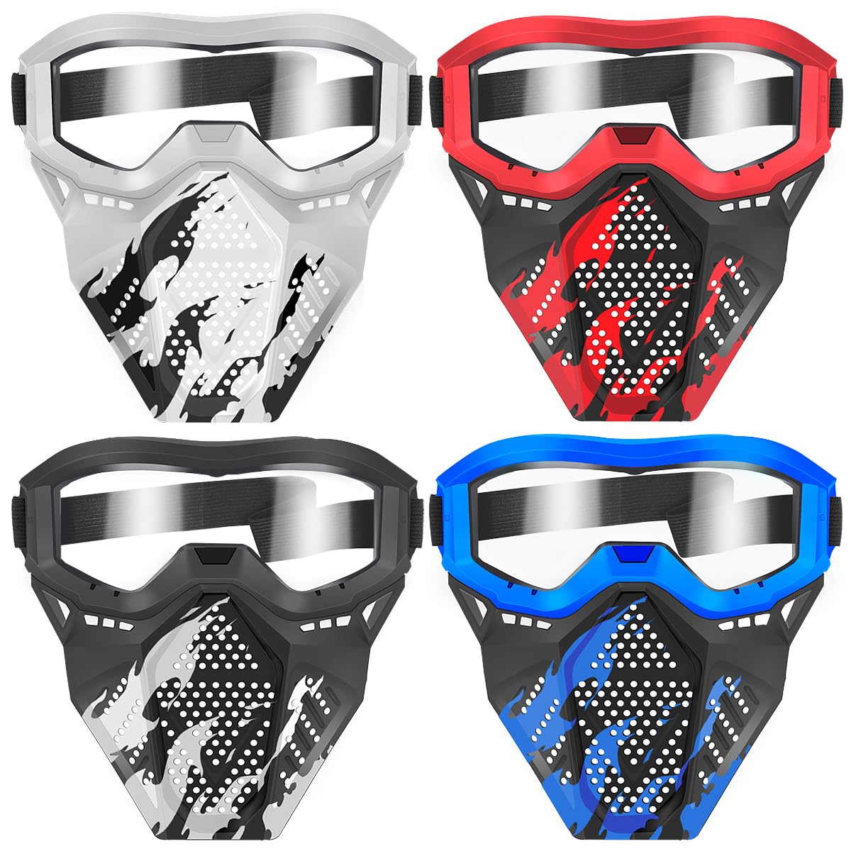 POKONBOY 4 Pack Tactical Mask for Kids — Nerf Compatible Safety Goggles (Ages 8+)