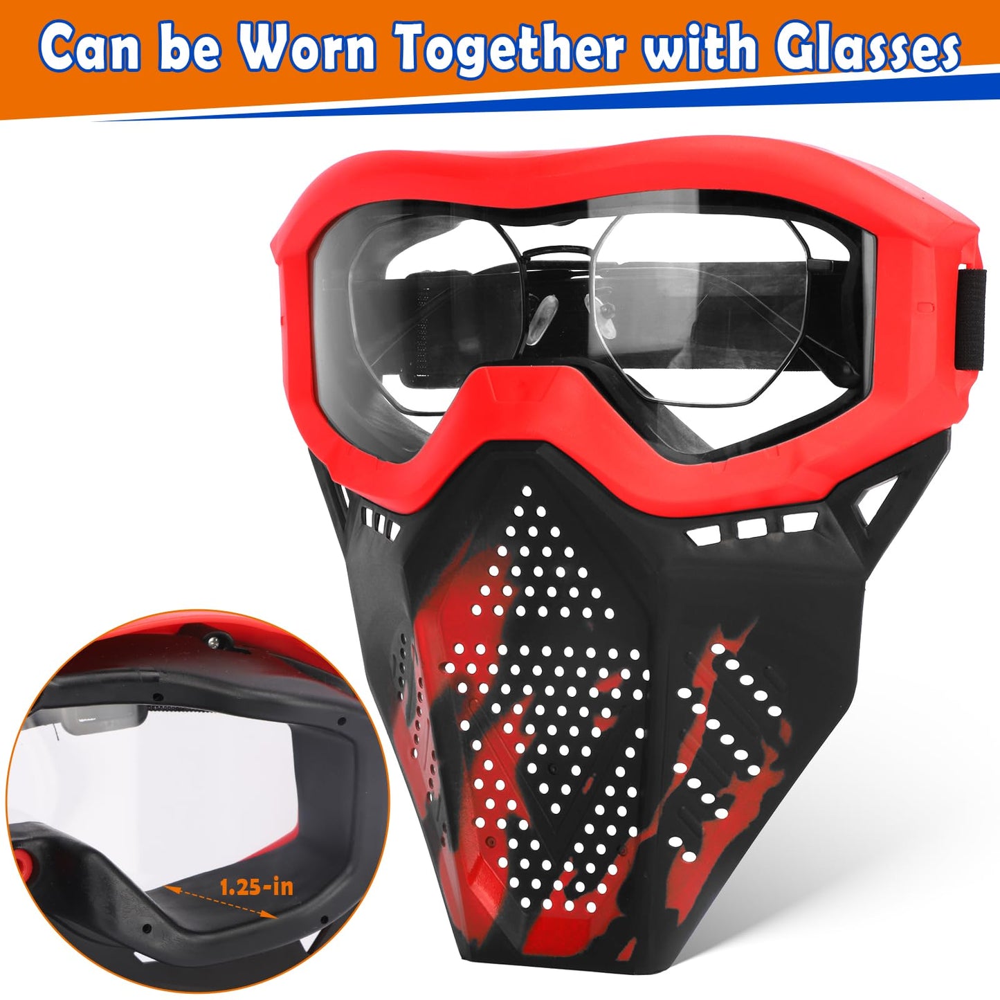 POKONBOY 4 Pack Tactical Mask for Kids — Nerf Compatible Safety Goggles (Ages 8+)