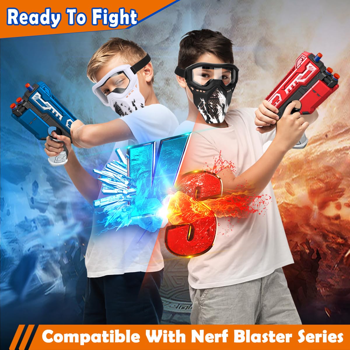 POKONBOY 2 Pack Tactical Mask with Goggles – Nerf Rival Compatible (White & Black)