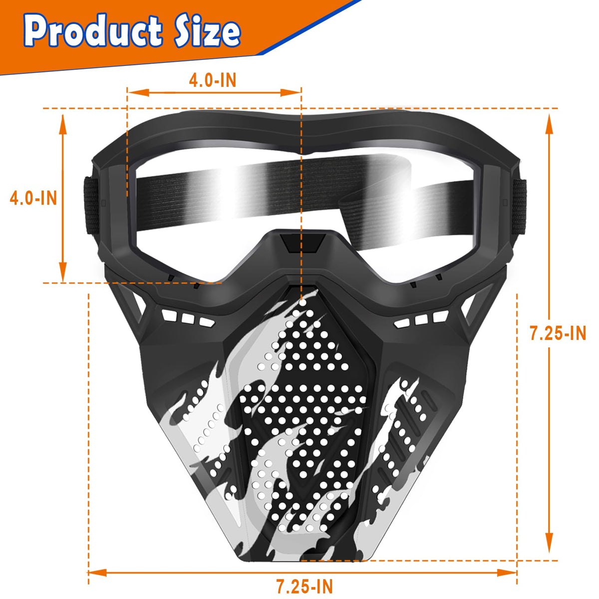 POKONBOY 2 Pack Tactical Mask with Goggles – Nerf Rival Compatible (White & Black)