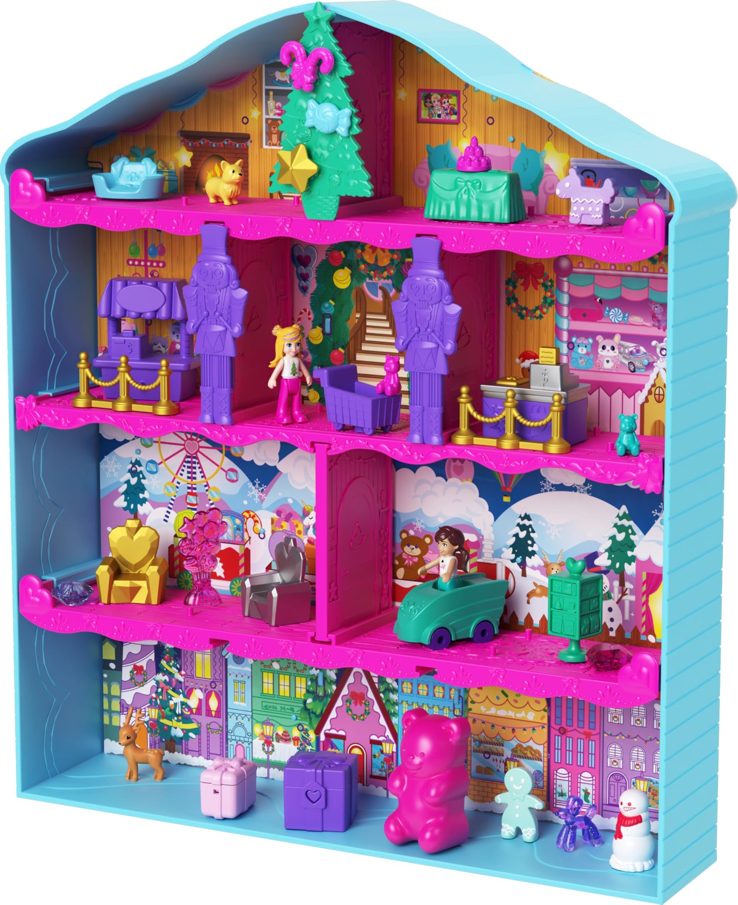 Polly Pocket Advent Calendar: Gingerbread House Playset with 24 Surprises