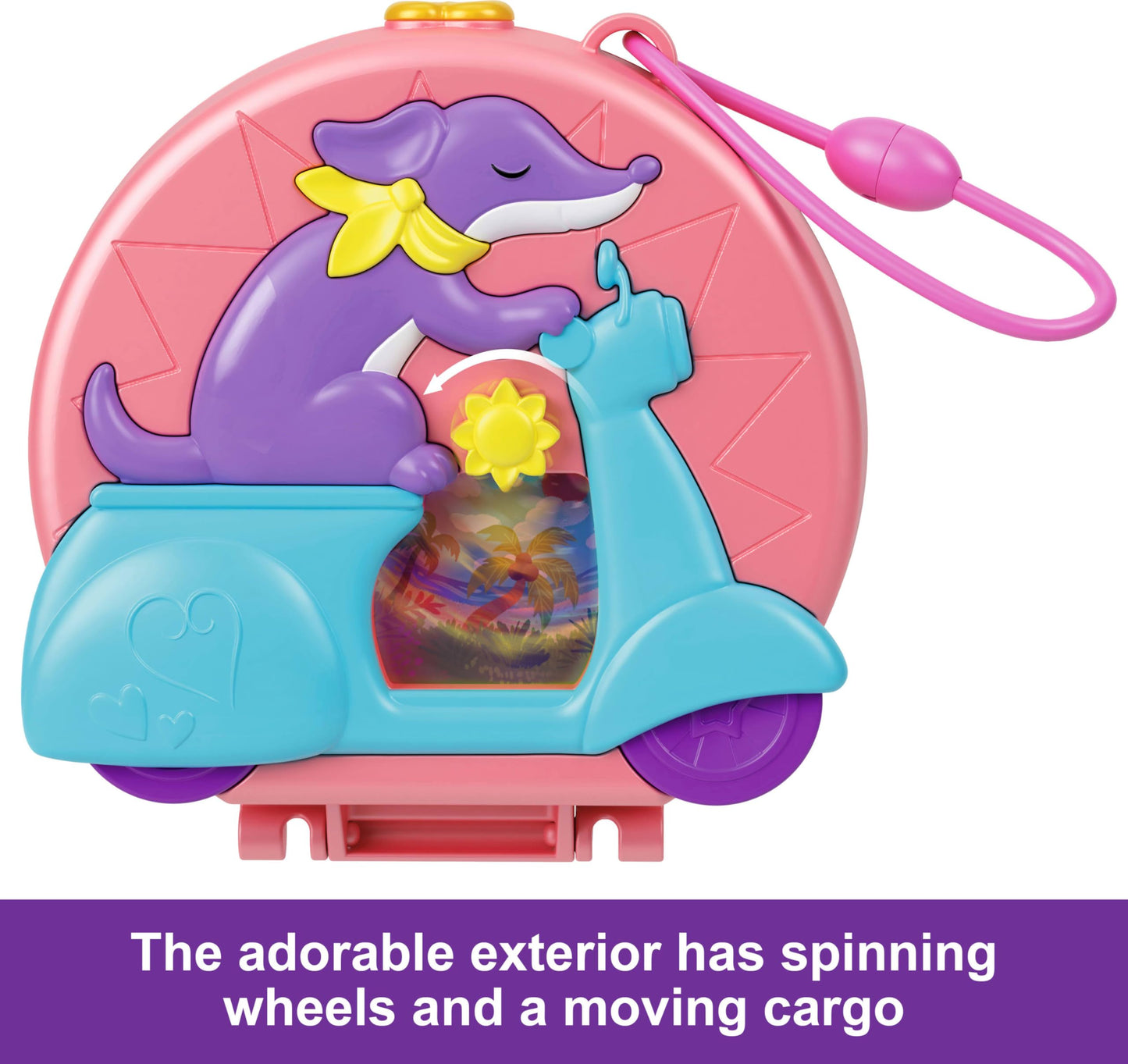 Polly Pocket Adventure Moped Compact – 2 Micro Dolls, Puppy & 12 Accessories