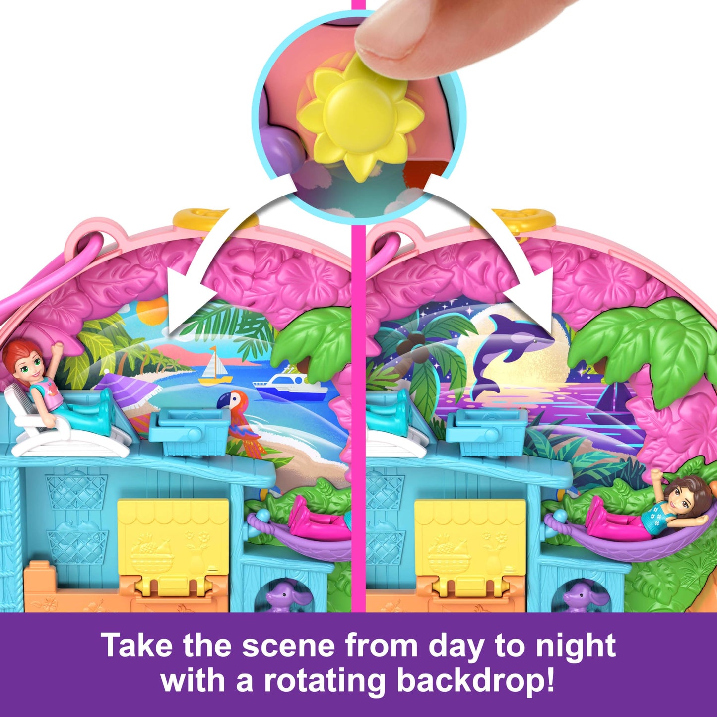 Polly Pocket Adventure Moped Compact – 2 Micro Dolls, Puppy & 12 Accessories