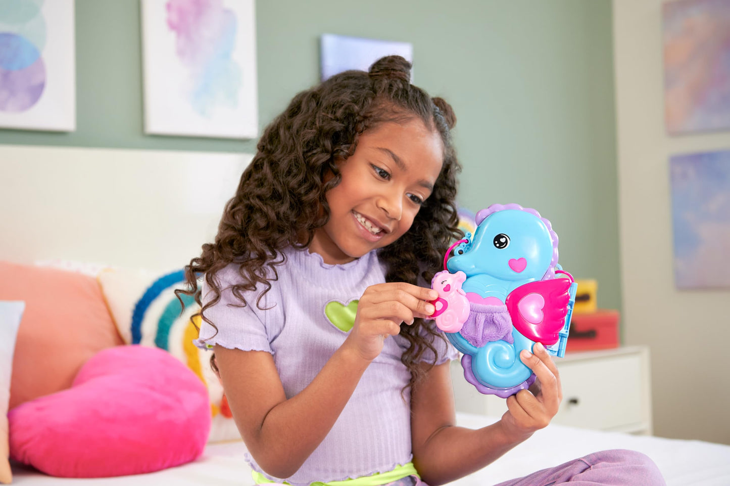 Polly Pocket Daddy & Me Seahorse Purse Playset – 2-in-1 Ocean Adventure with Dolls