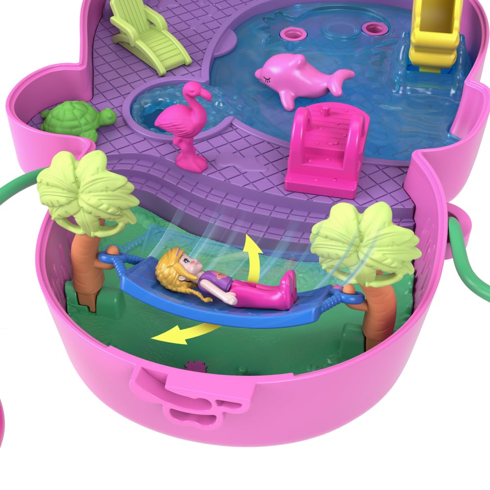 Polly Pocket Momma Monkey & Baby 2-in-1 Purse Playset | Jungle Adventure with 12 Accessories