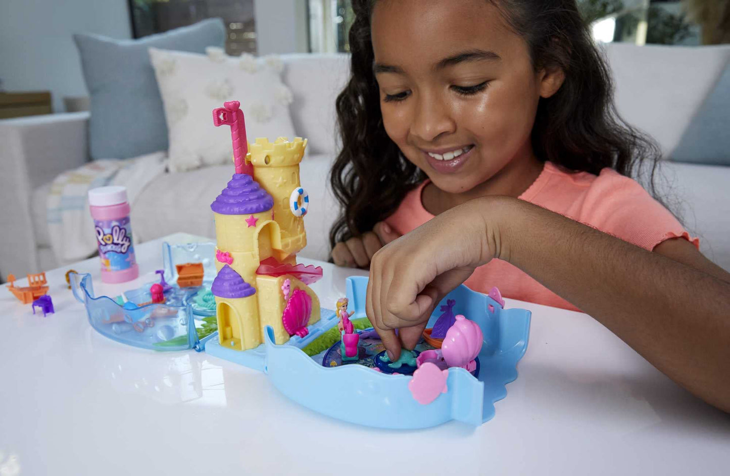 Polly Pocket Bubble Aquarium Playset – Mermaid Doll, 2 Bubble Features & 18 Accessories