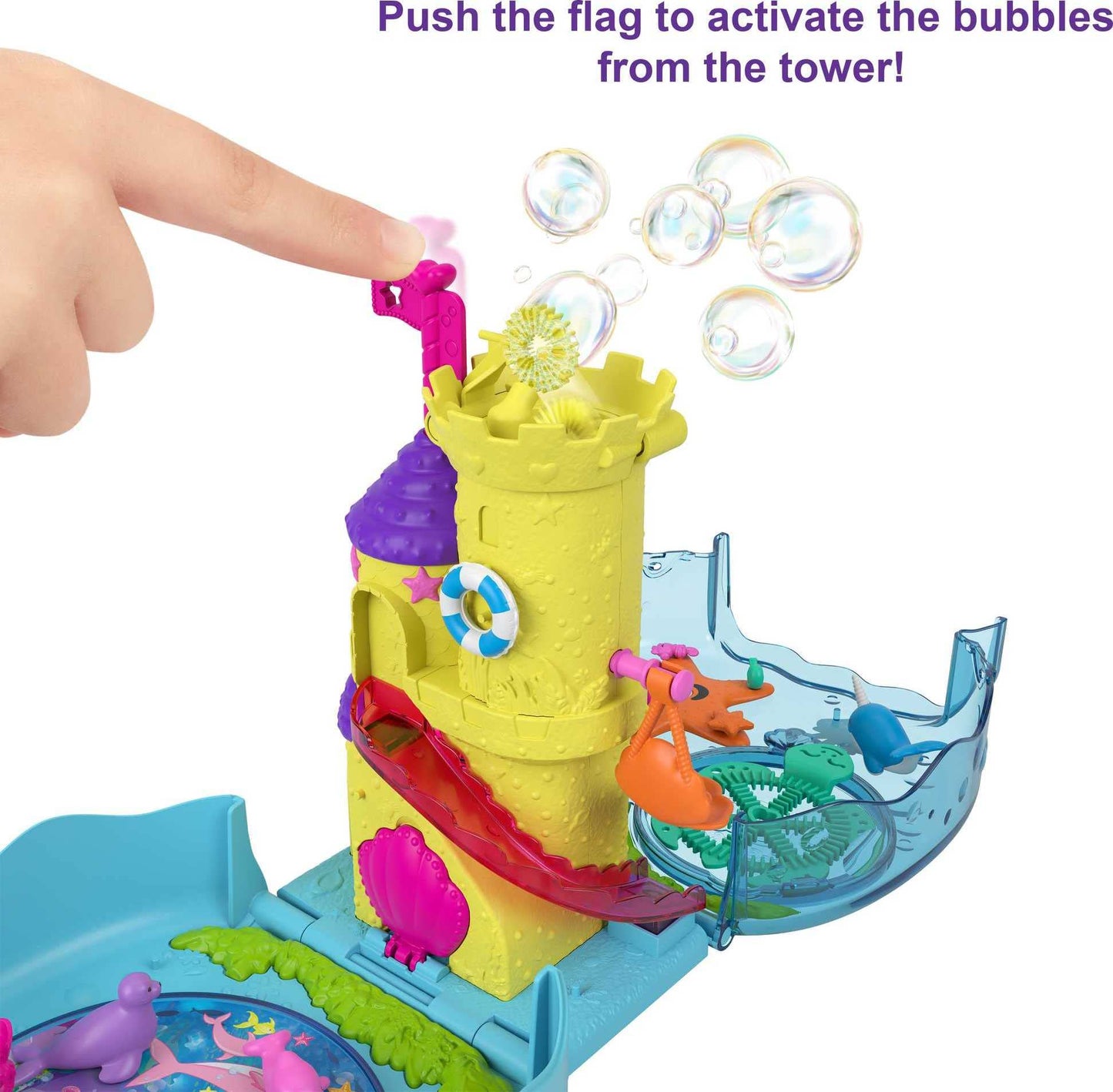 Polly Pocket Bubble Aquarium Playset – Mermaid Doll, 2 Bubble Features & 18 Accessories