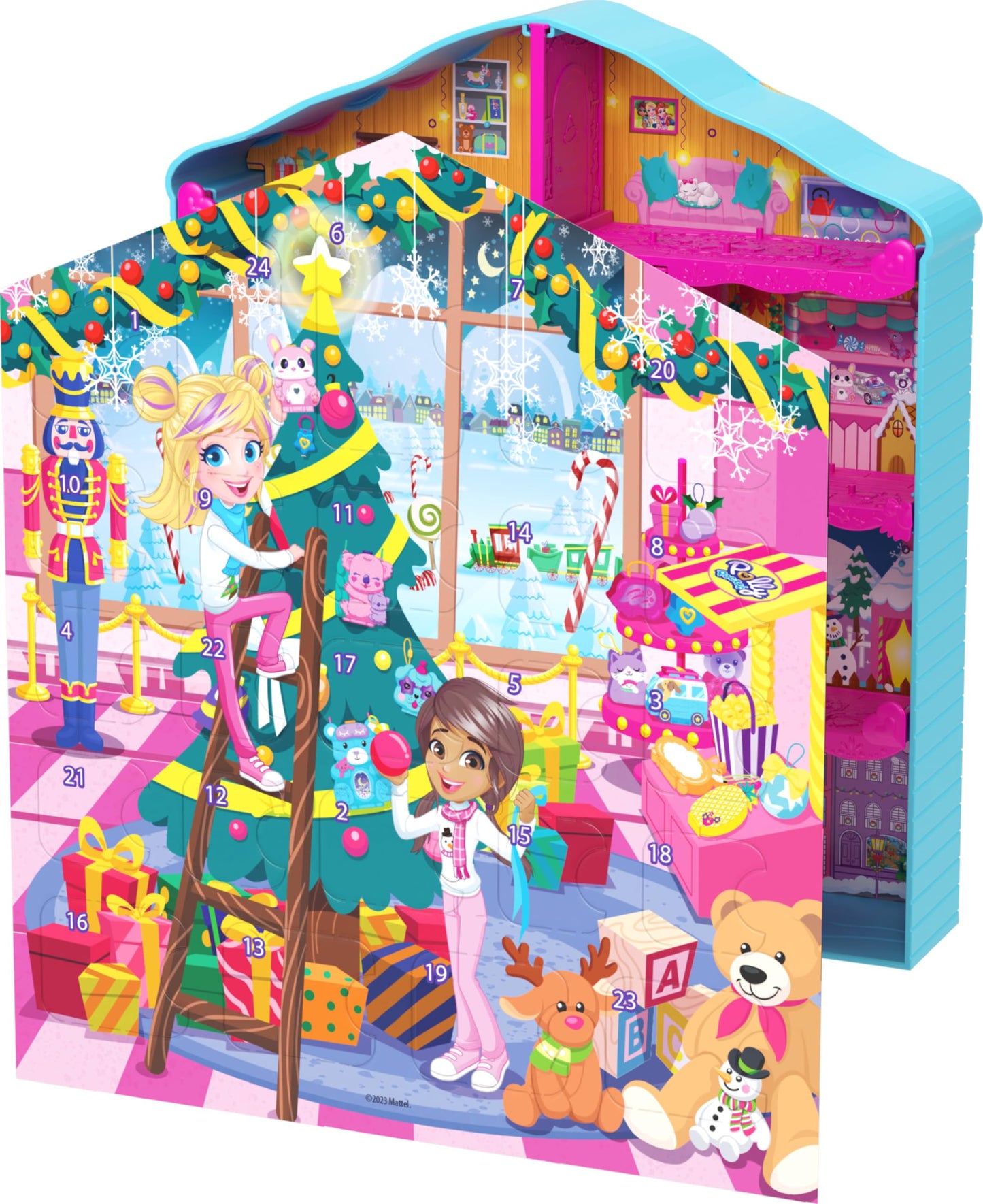 Polly Pocket Advent Calendar: Gingerbread House Playset with 24 Surprises