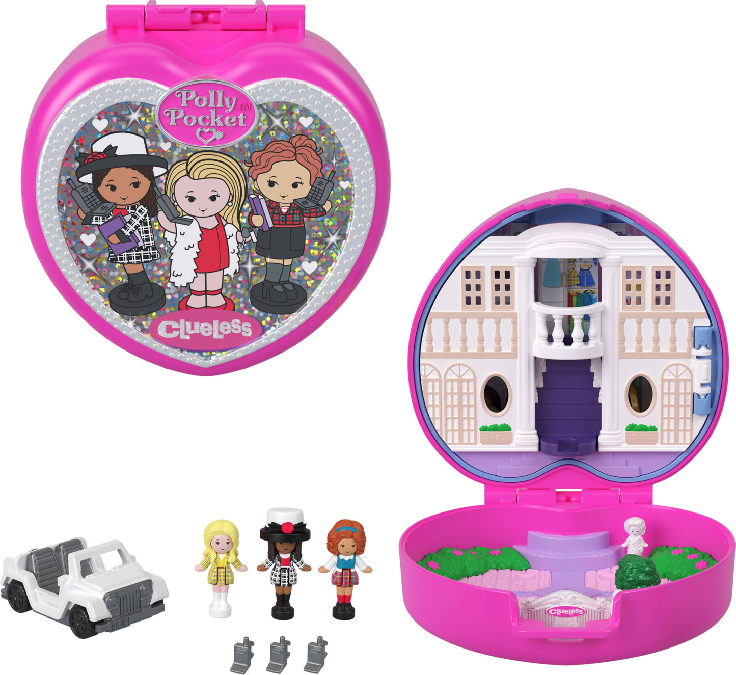 Polly Pocket x Clueless Collector Compact – Cher, Dionne & Tai with 5 Themed Accessories