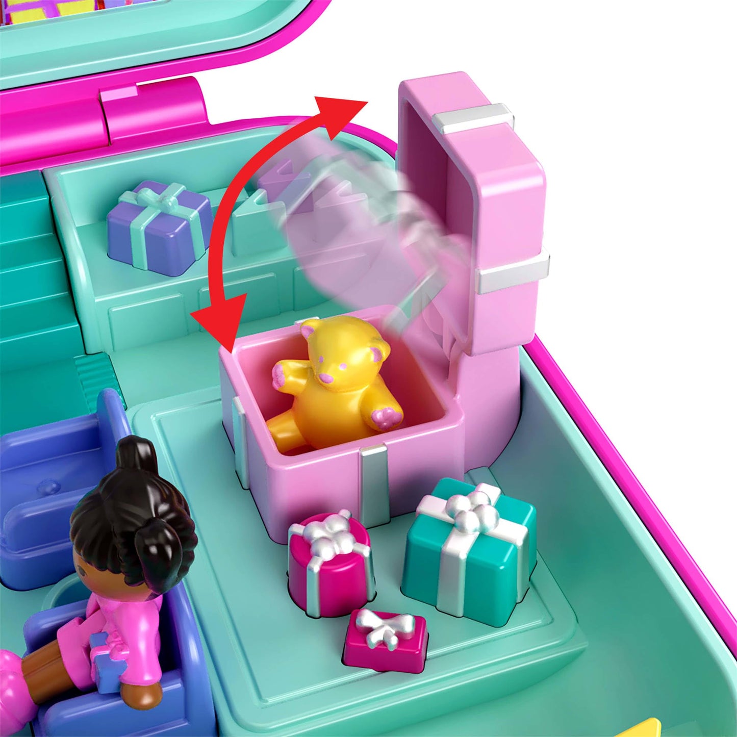 Polly Pocket Mattel 80th Anniversary Tribute Pencil Case Set | 3 Dolls, Pet & Celebration Furniture