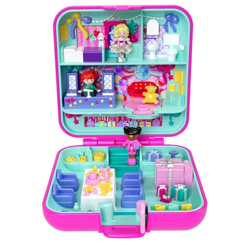 Polly Pocket Mattel 80th Anniversary Tribute Pencil Case Set | 3 Dolls, Pet & Celebration Furniture