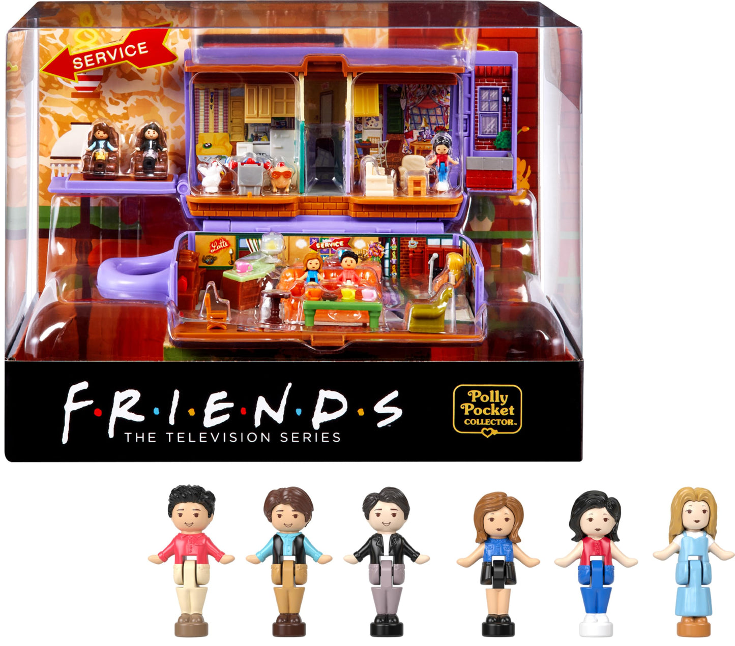 Polly Pocket Friends Compact – Central Perk Set with 6 Dolls & 9 Accessories