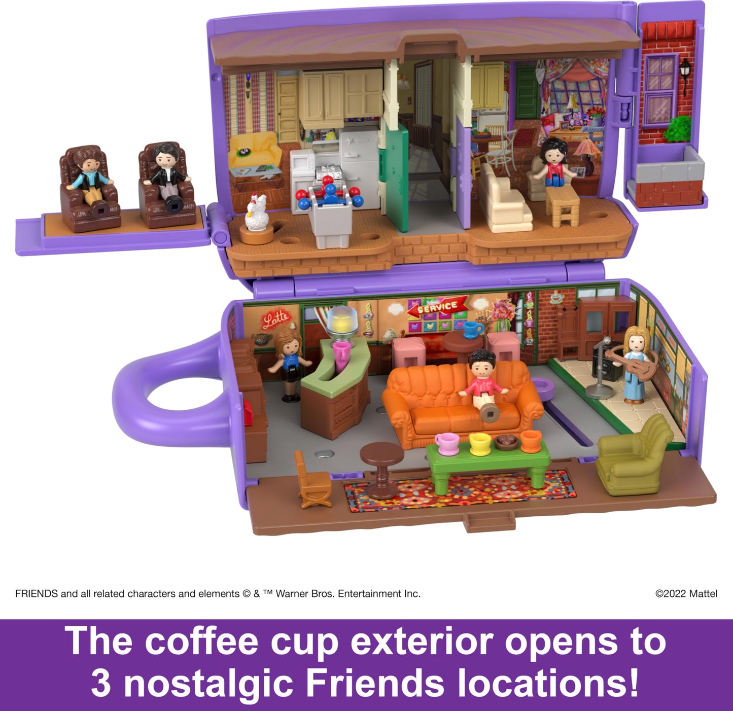Polly Pocket Friends Compact – Central Perk Set with 6 Dolls & 9 Accessories