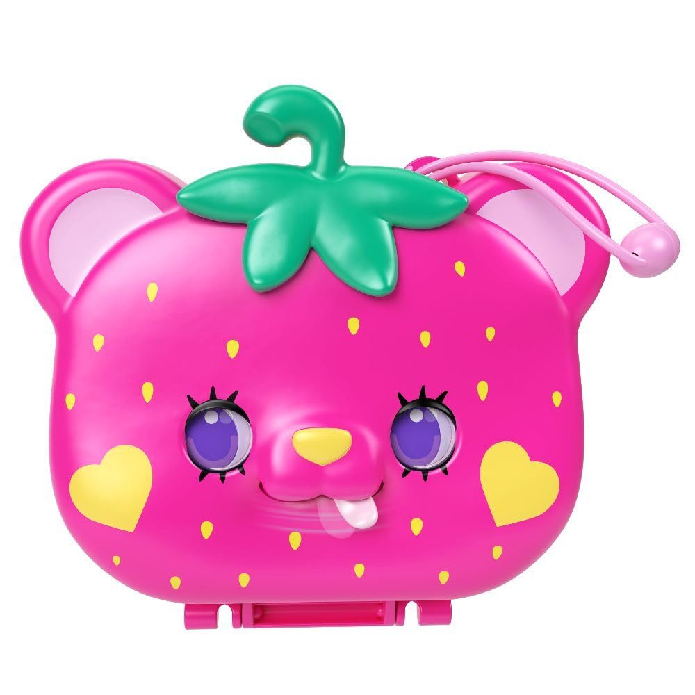 Polly Pocket Straw-Beary Patch Compact | 2 Micro Dolls & 12 Accessories | Travel Toy
