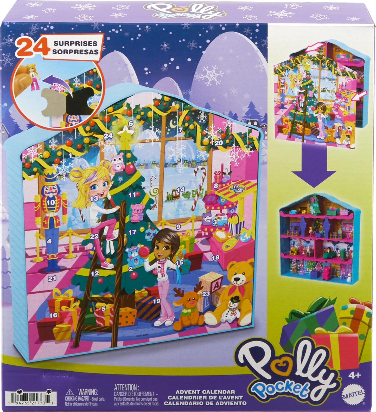 Polly Pocket Advent Calendar: Gingerbread House Playset with 24 Surprises