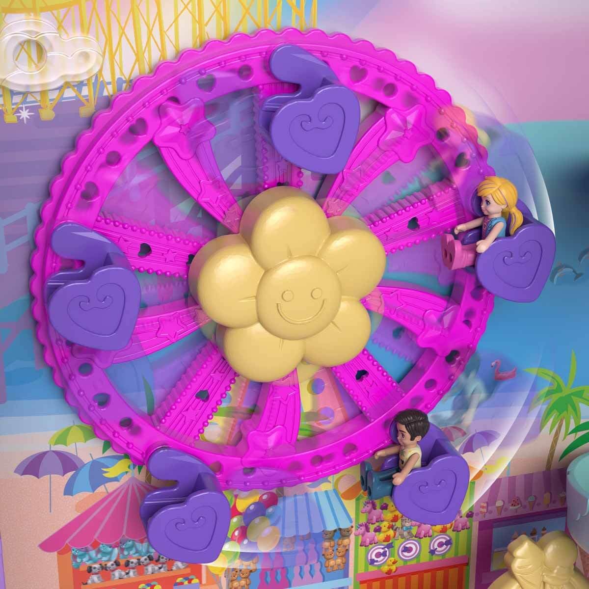 Polly Pocket Resort Roll Away Playset – 4 Dolls, 25+ Accessories, Portable Pollyville Fun