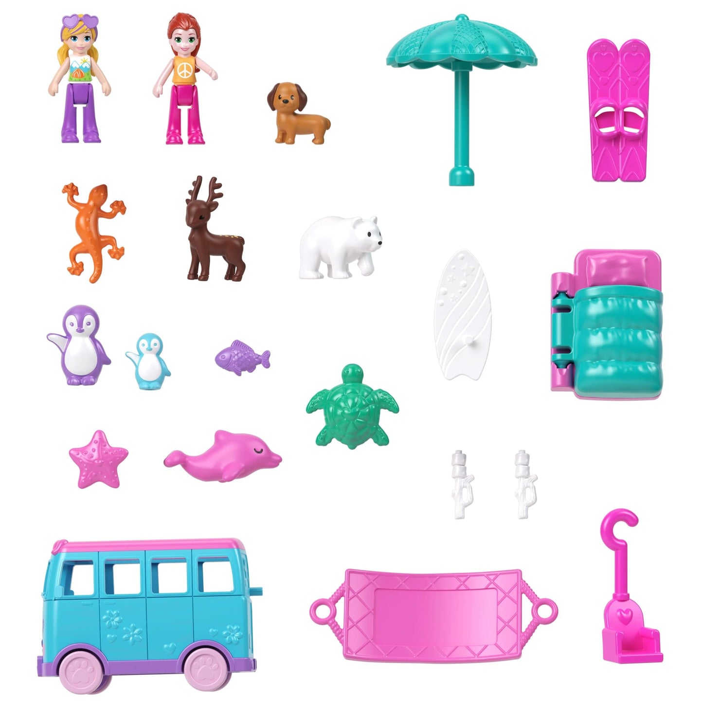 Polly Pocket Pet Mobile Adventure Playset – Micro Dolls, Transforming Camper Van & Pets