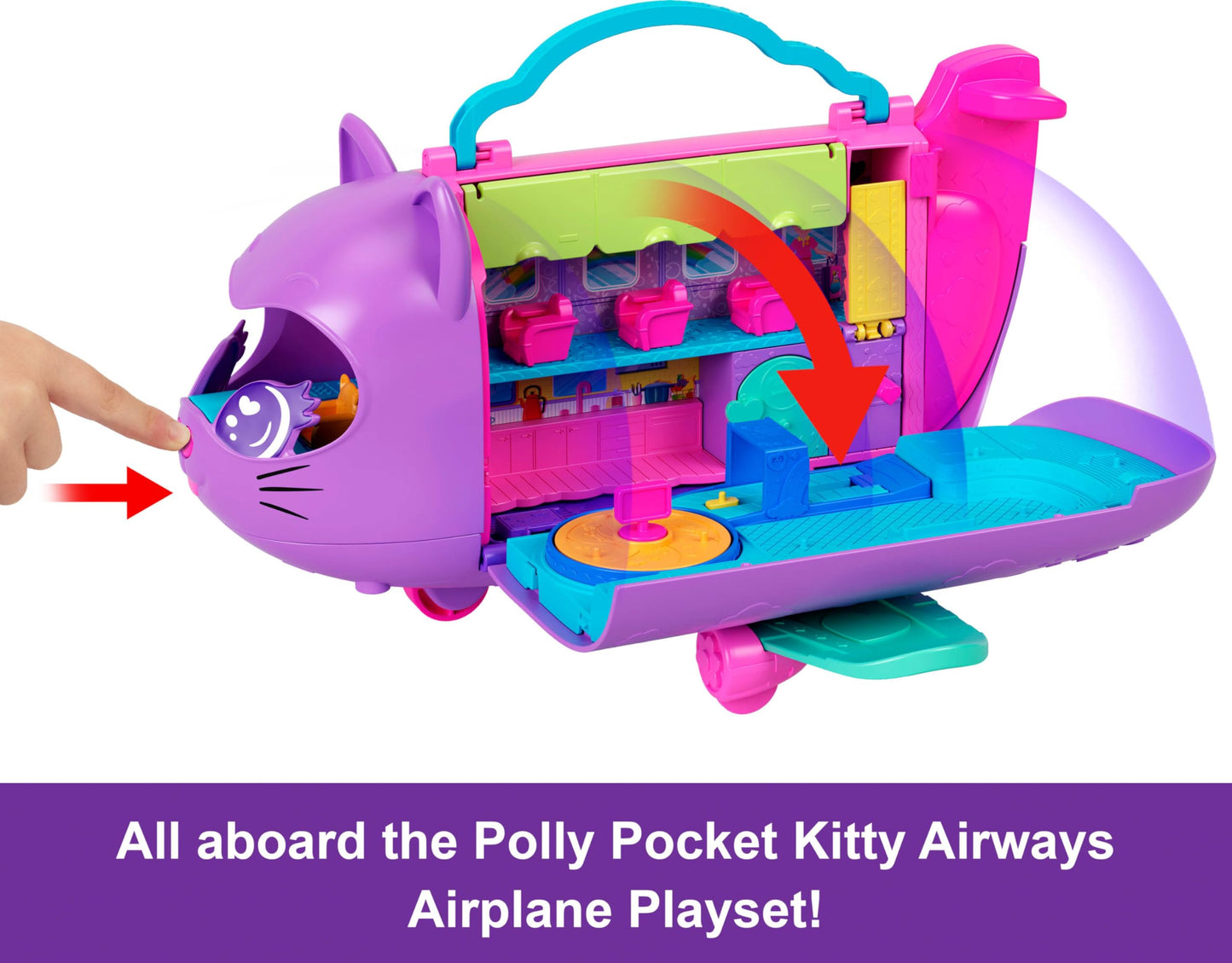 Polly Pocket Kitty Airways Playset – 2 Micro Dolls, Spinning Stage & 19 Accessories | Amazon Exclusive