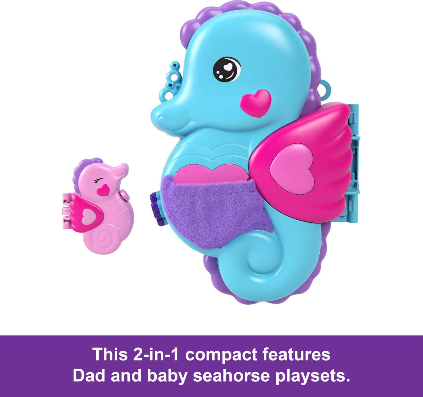 Polly Pocket Daddy & Me Seahorse Purse Playset – 2-in-1 Ocean Adventure with Dolls