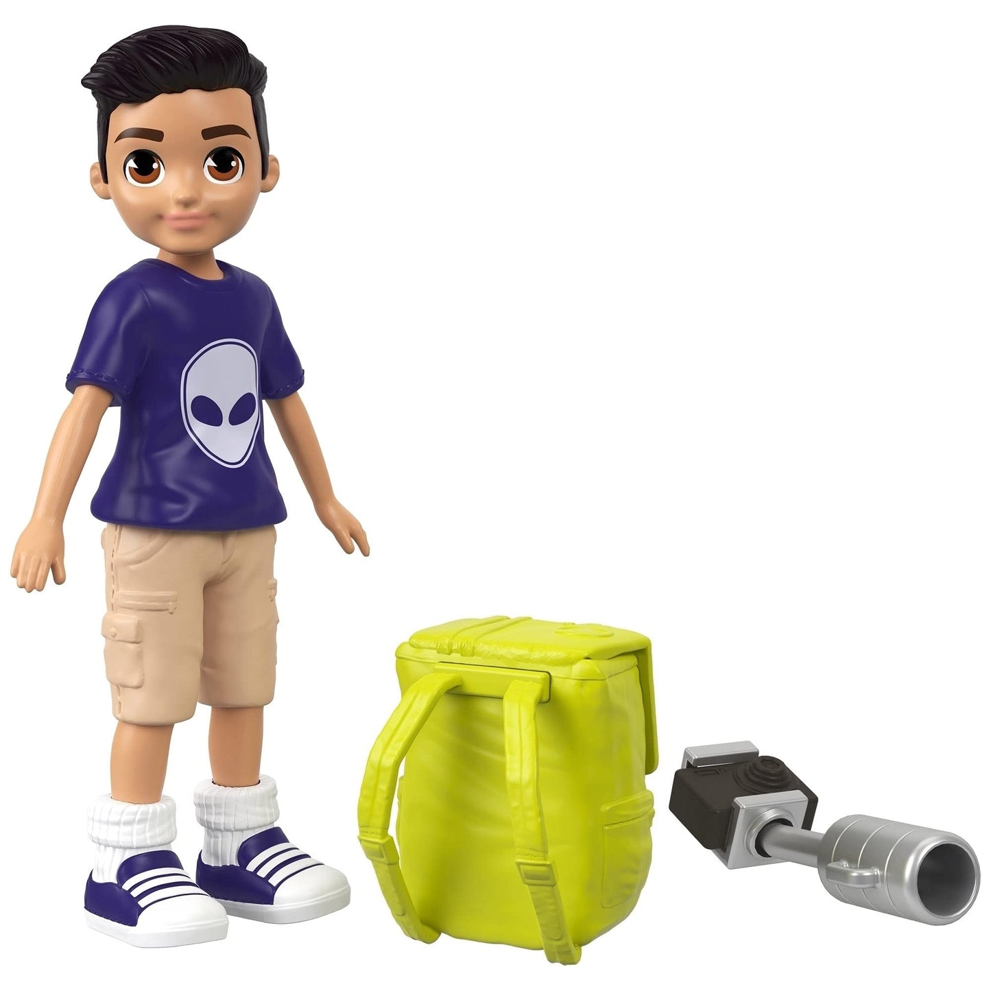 Polly Pocket Active Pose Doll Nicholas Wells – Portable Reporter with Selfie Stick & Backpack
