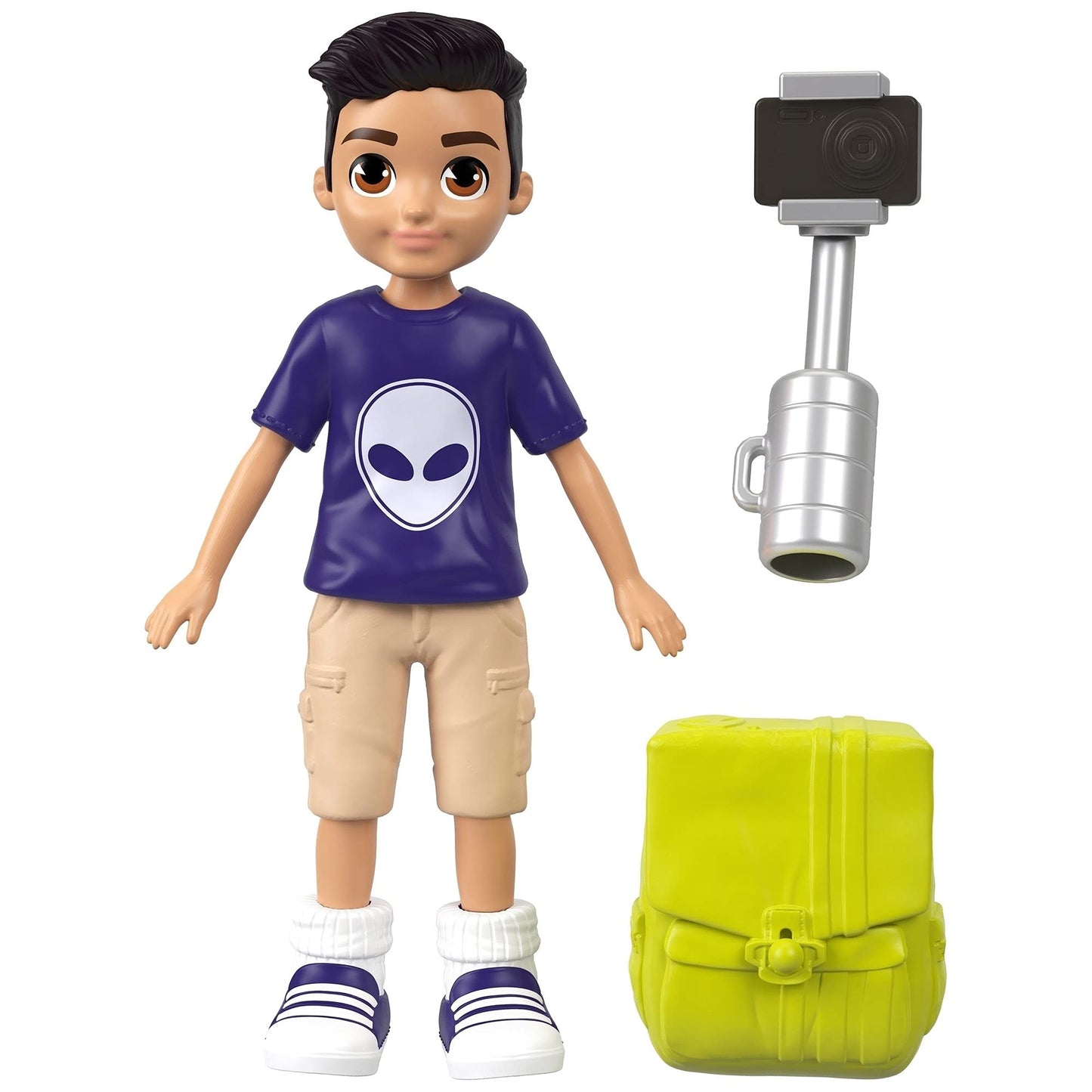 Polly Pocket Active Pose Doll Nicholas Wells – Portable Reporter with Selfie Stick & Backpack