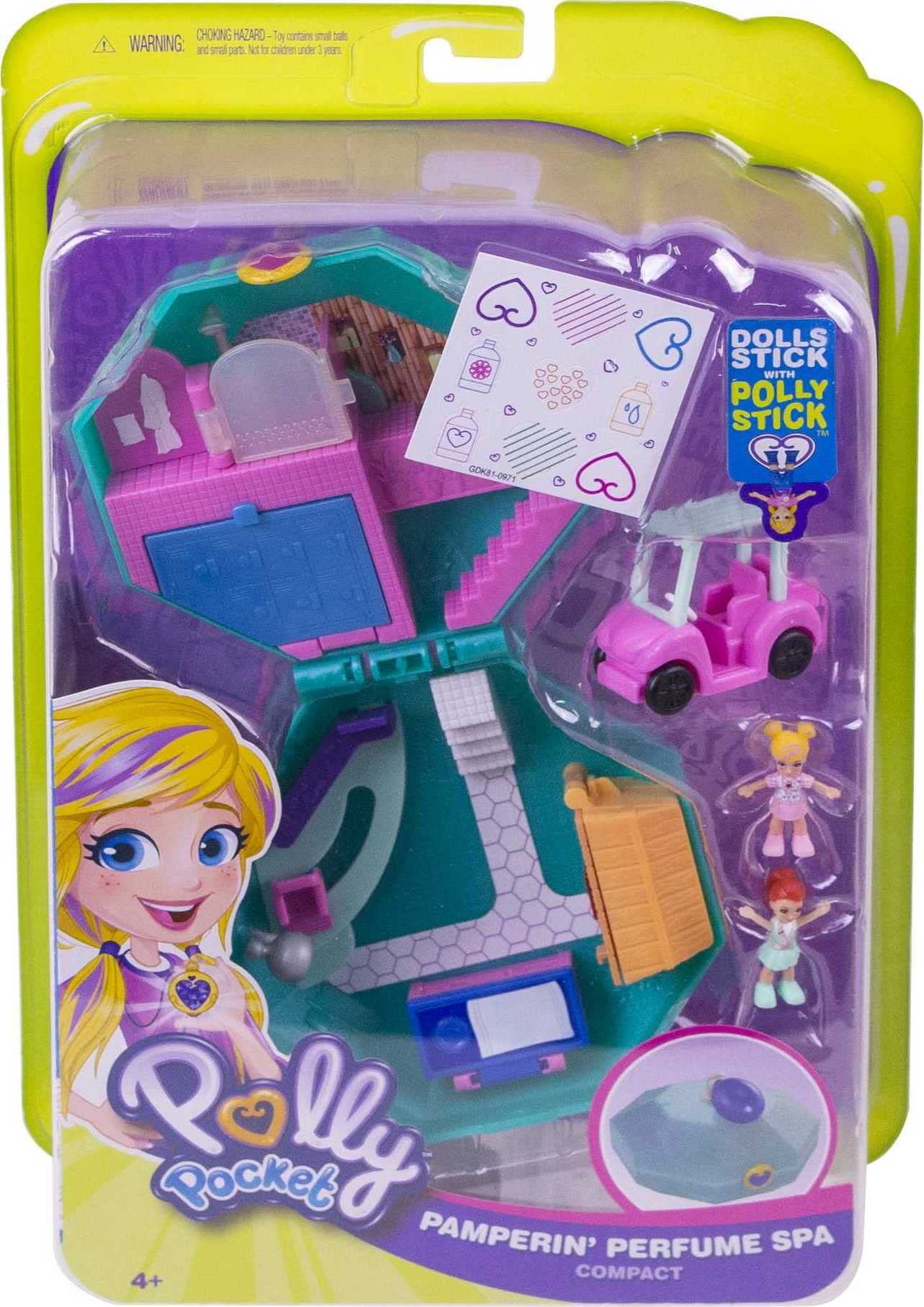 Polly Pocket Pocket World Pamperin' Perfume Spa Playset – 2 Micro Dolls & Golf Cart