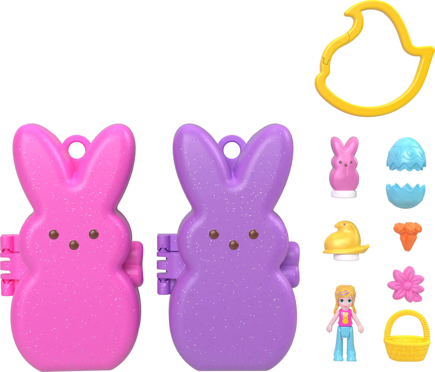 Polly Pocket x Peeps: 6 Micro Dolls & 2 Themed Playsets with 6 Accessories