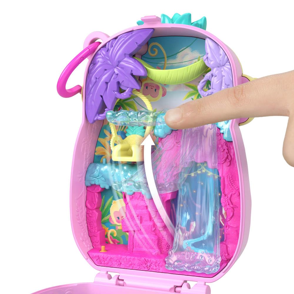 Polly Pocket Pineapple Monkey Compact – Travel Toy with Micro Doll & 7 Accessories