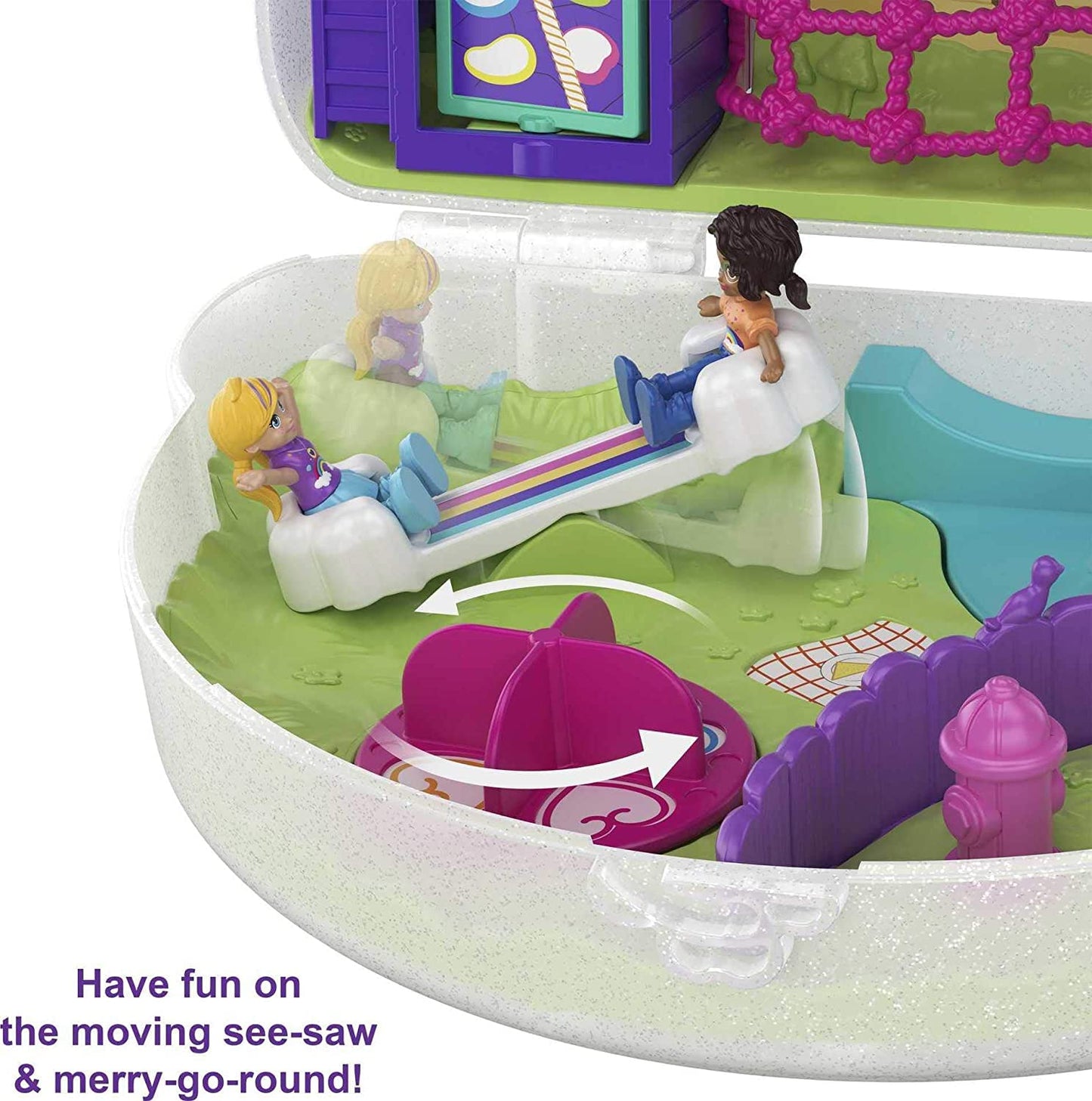 Polly Pocket Rainbow Dream Wearable Purse Compact – 8 Fun Features with Micro Polly & Shani
