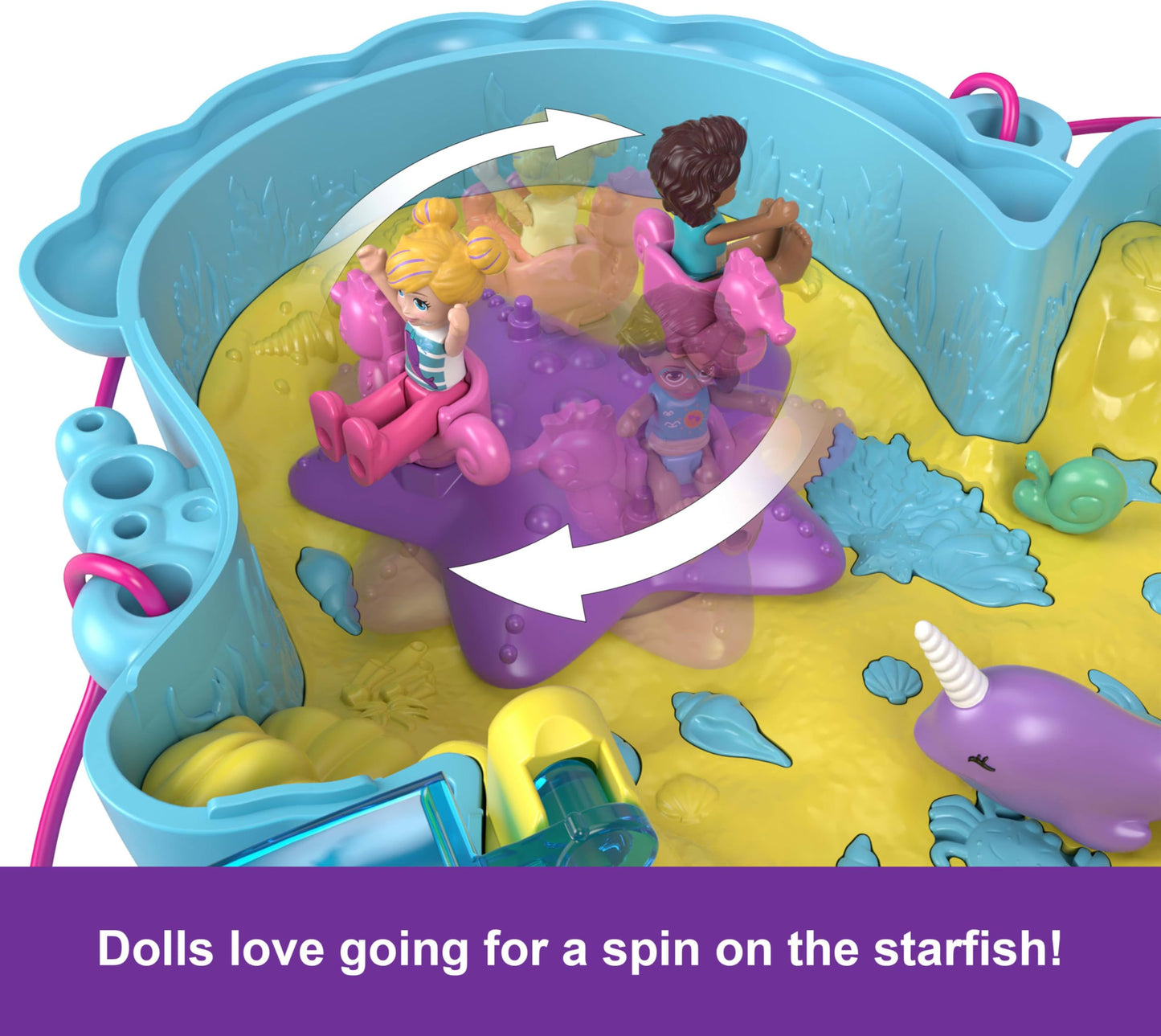 Polly Pocket Daddy & Me Seahorse Purse Playset – 2-in-1 Ocean Adventure with Dolls