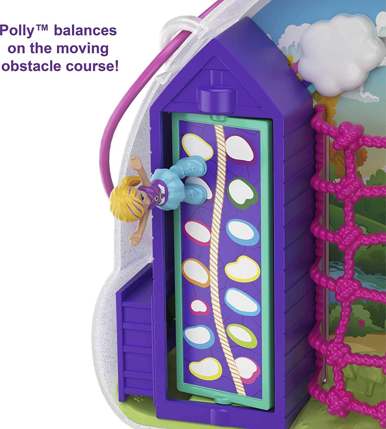 Polly Pocket Rainbow Dream Wearable Purse Compact – 8 Fun Features with Micro Polly & Shani