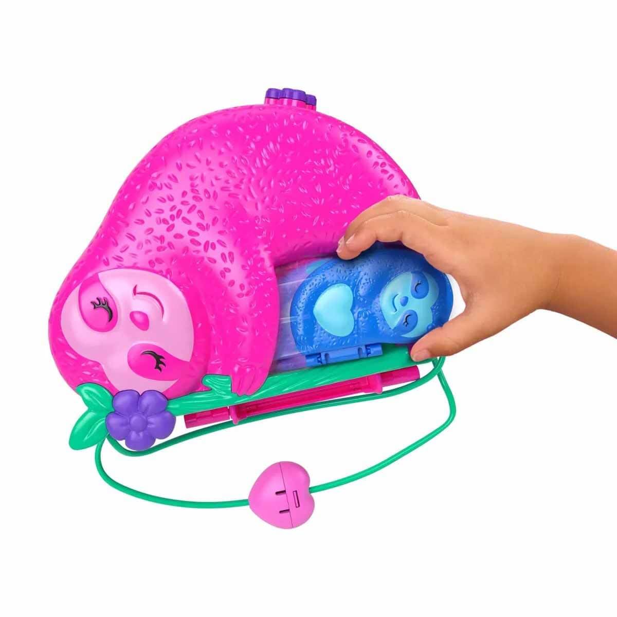 Polly Pocket Sloth Family 2-in-1 Purse Compact – Playset with 2 Micro Dolls & 12 Accessories
